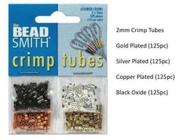 Beadsmith 2mm Crimp Tubes Silver, Gold, Black Oxide & Cooper plated (500pcs)