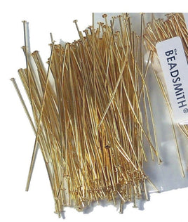 Beadsmith Headpins 2 inch Gold Plated, 24 Gauge