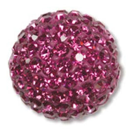 10mm Fuschia Crystal Encrusted Round Beads (2 pack)