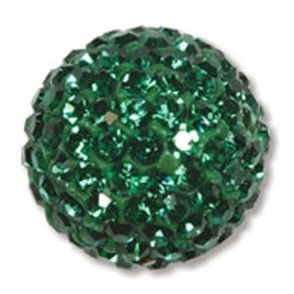 10mm Emerald Crystal Encrusted Round Beads (2 pack)