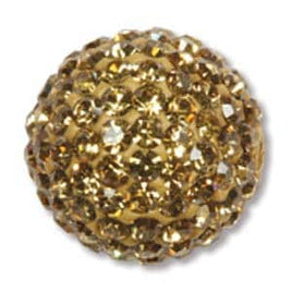 12mm Light Topaz Crystal Encrusted Round Beads (2 pack)