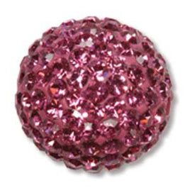 12mm Rose Crystal Encrusted Round Beads (2 pack)