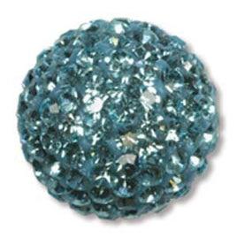 10mm Aqua Crystal Encrusted Round Beads (2 pack)