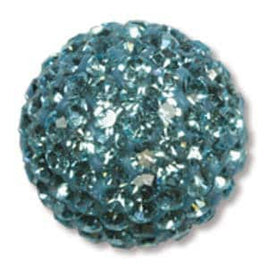 12mm Aqua Round Crystal Encrusted Beads (2 pack)